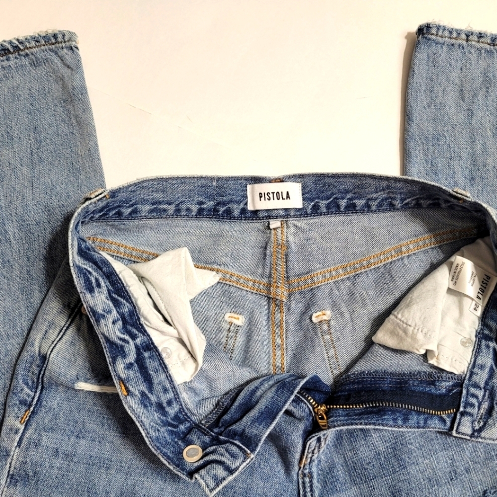 PISTOLA Blue High Rise Distressed Jeans - Picture 6 of 15